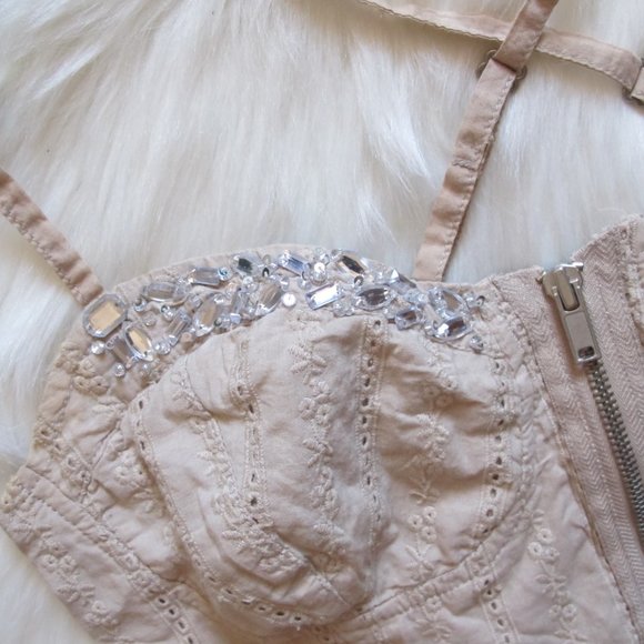 Guess | Jeweled Crop Zipper Front Adjustable Cross Back Straps - Picture 5 of 6